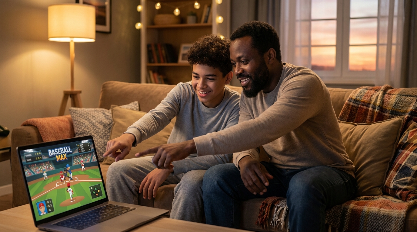 Father and son bonding over Baseball MAX